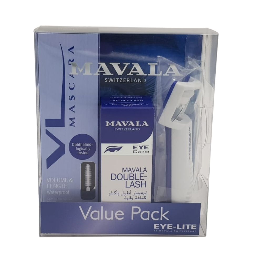 Mavala Double Lash, Mascara, Eye Lash Curler - Value Pack 